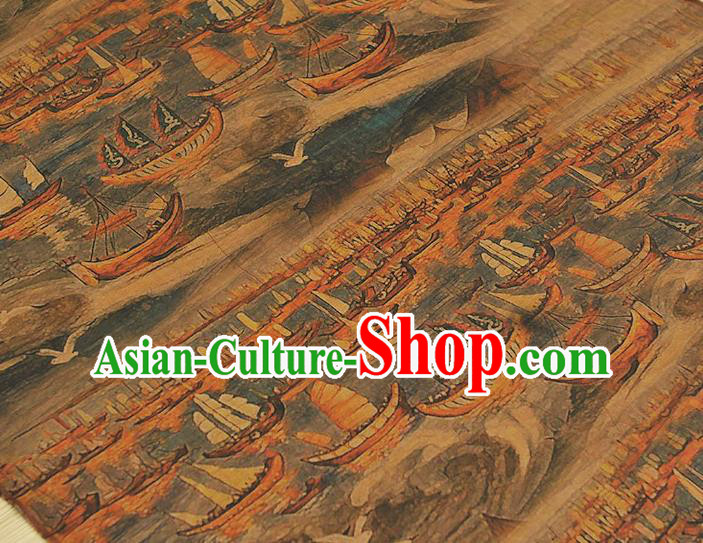 Top Ginger Silk Material Chinese Traditional Ship Pattern Gambiered Guangdong Gauze Classical Cheongsam Fabric Top Ginger Silk Material Chinese Traditional Ship Pattern Gambiered Guangdong Gauze Classical Cheongsam Fabric