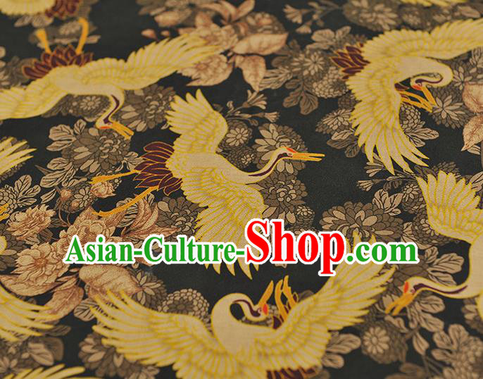 Top Chinese Classical Cheongsam Fabric Black Silk Material Traditional Crane Pattern Gambiered Guangdong Gauze Top Chinese Classical Cheongsam Fabric Black Silk Material Traditional Crane Pattern Gambiered Guangdong Gauze