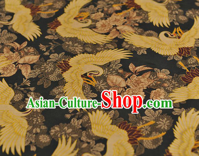 Top Chinese Classical Cheongsam Fabric Black Silk Material Traditional Crane Pattern Gambiered Guangdong Gauze Top Chinese Classical Cheongsam Fabric Black Silk Material Traditional Crane Pattern Gambiered Guangdong Gauze