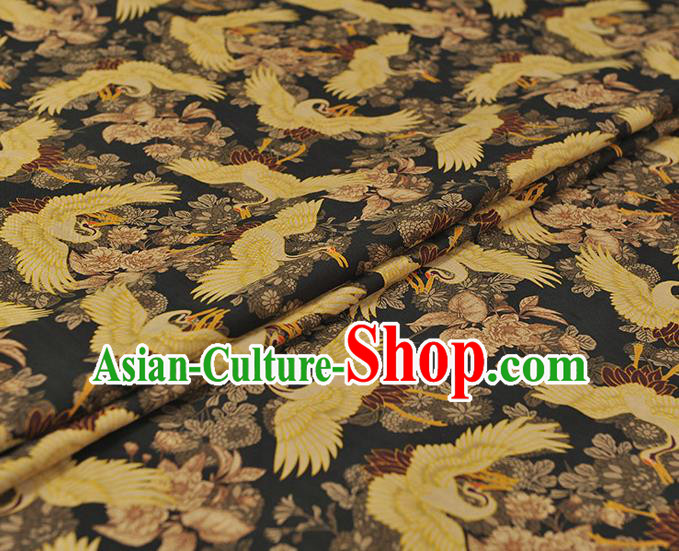 Top Chinese Classical Cheongsam Fabric Black Silk Material Traditional Crane Pattern Gambiered Guangdong Gauze Top Chinese Classical Cheongsam Fabric Black Silk Material Traditional Crane Pattern Gambiered Guangdong Gauze