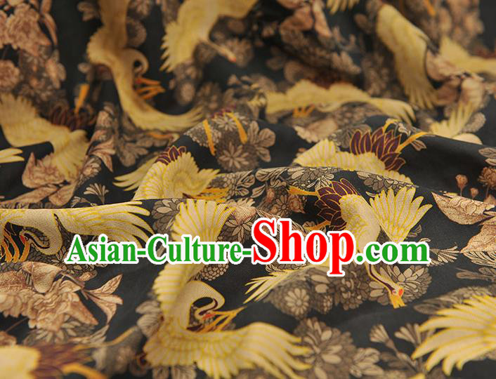Top Chinese Classical Cheongsam Fabric Black Silk Material Traditional Crane Pattern Gambiered Guangdong Gauze Top Chinese Classical Cheongsam Fabric Black Silk Material Traditional Crane Pattern Gambiered Guangdong Gauze