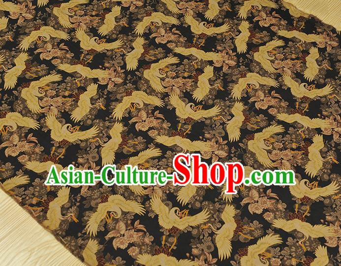 Top Chinese Classical Cheongsam Fabric Black Silk Material Traditional Crane Pattern Gambiered Guangdong Gauze Top Chinese Classical Cheongsam Fabric Black Silk Material Traditional Crane Pattern Gambiered Guangdong Gauze