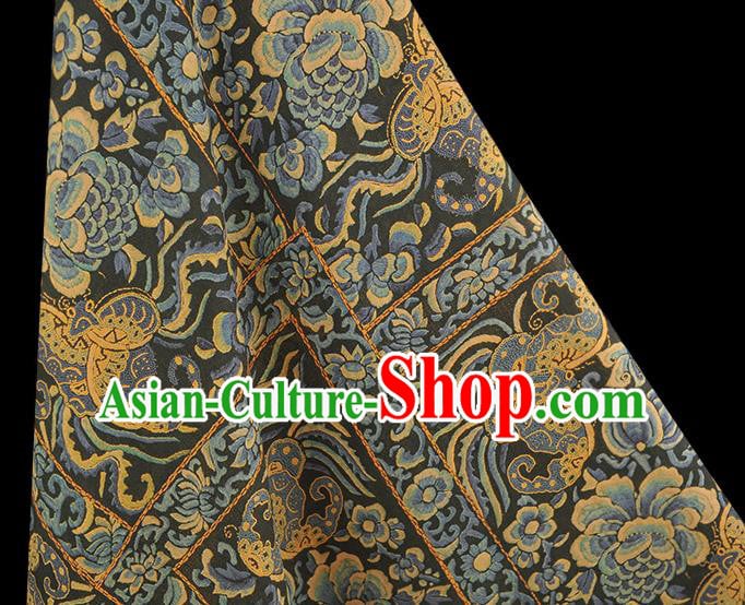 Chinese Traditional Cheongsam Gambiered Guangdong Gauze Classical Butterfly Peony Pattern Black Silk Material Chinese Traditional Cheongsam Gambiered Guangdong Gauze Classical Butterfly Peony Pattern Black Silk Material