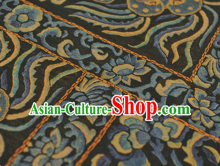 Chinese Traditional Cheongsam Gambiered Guangdong Gauze Classical Butterfly Peony Pattern Black Silk Material Chinese Traditional Cheongsam Gambiered Guangdong Gauze Classical Butterfly Peony Pattern Black Silk Material