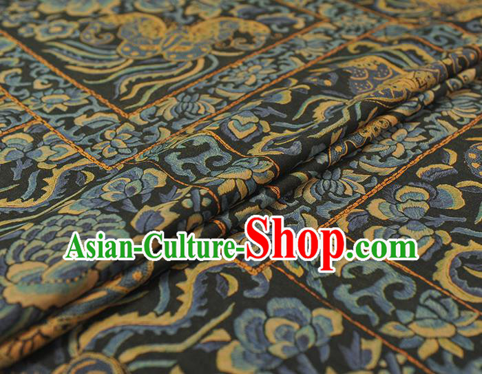 Chinese Traditional Cheongsam Gambiered Guangdong Gauze Classical Butterfly Peony Pattern Black Silk Material Chinese Traditional Cheongsam Gambiered Guangdong Gauze Classical Butterfly Peony Pattern Black Silk Material