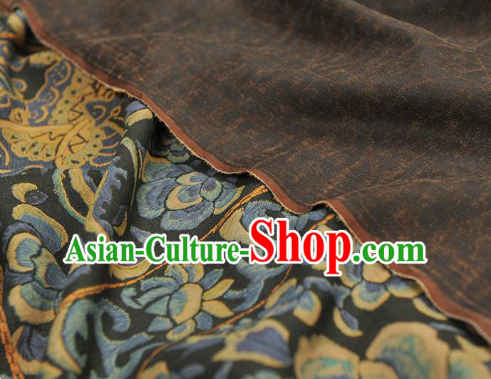 Chinese Traditional Cheongsam Gambiered Guangdong Gauze Classical Butterfly Peony Pattern Black Silk Material Chinese Traditional Cheongsam Gambiered Guangdong Gauze Classical Butterfly Peony Pattern Black Silk Material