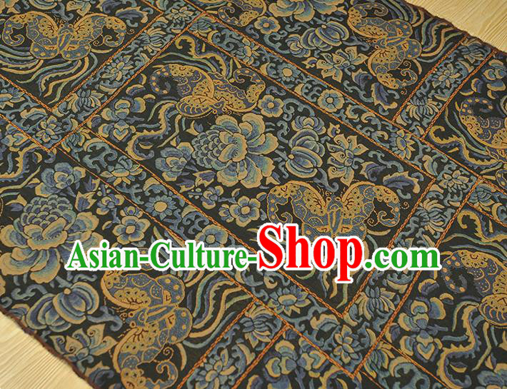 Chinese Traditional Cheongsam Gambiered Guangdong Gauze Classical Butterfly Peony Pattern Black Silk Material Chinese Traditional Cheongsam Gambiered Guangdong Gauze Classical Butterfly Peony Pattern Black Silk Material