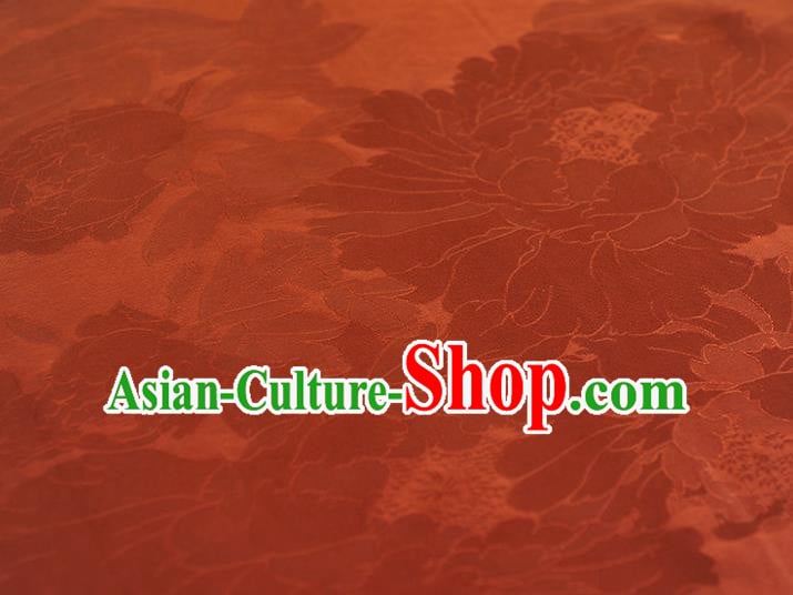 Chinese Jacquard Peony Red Satin Traditional Cheongsam Fabric Gambiered Guangdong Gauze Classical Silk Material