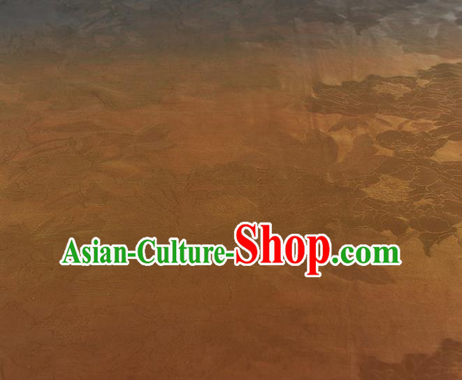 Chinese Gambiered Guangdong Gauze Classical Silk Material Jacquard Peony Brown Satin Traditional Cheongsam Fabric Chinese Gambiered Guangdong Gauze Classical Silk Material Jacquard Peony Brown Satin Traditional Cheongsam Fabric