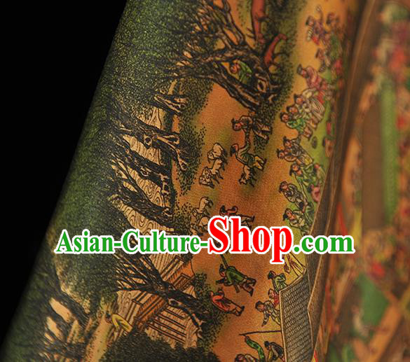 Chinese Traditional Fabric Gambiered Guangdong Gauze Cheongsam Satin Classical Folk Pattern Green Silk Material Chinese Traditional Fabric Gambiered Guangdong Gauze Cheongsam Satin Classical Folk Pattern Green Silk Material
