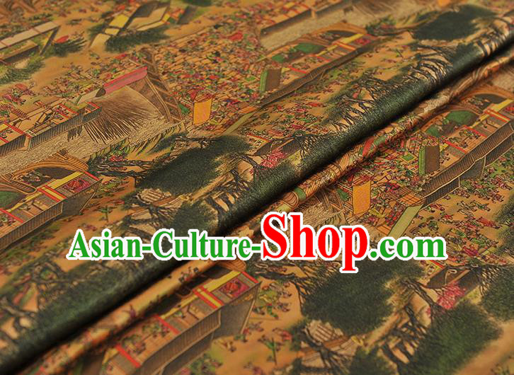Chinese Traditional Fabric Gambiered Guangdong Gauze Cheongsam Satin Classical Folk Pattern Green Silk Material Chinese Traditional Fabric Gambiered Guangdong Gauze Cheongsam Satin Classical Folk Pattern Green Silk Material