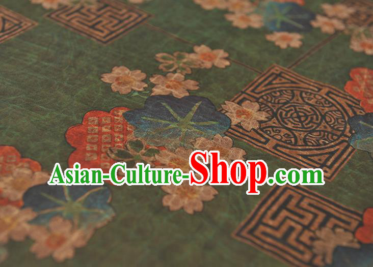Chinese Classical Blossom Pattern Silk Fabric Traditional Cheongsam Cloth Green Gambiered Guangdong Gauze Material Chinese Classical Blossom Pattern Silk Fabric Traditional Cheongsam Cloth Green Gambiered Guangdong Gauze Material