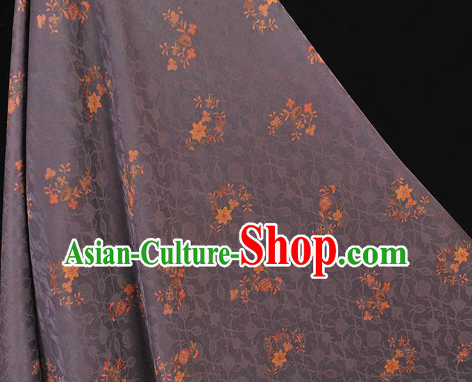 Chinese Traditional Purple Gambiered Guangdong Gauze Cheongsam Cloth Material Classical Flowers Pattern Silk Fabric