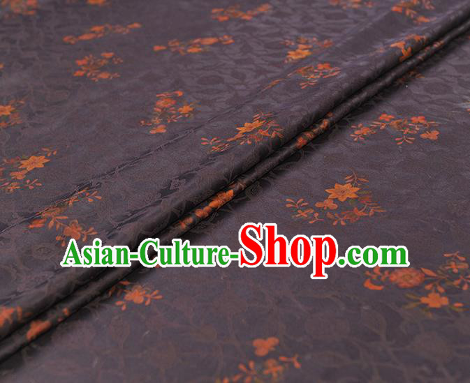 Chinese Traditional Purple Gambiered Guangdong Gauze Cheongsam Cloth Material Classical Flowers Pattern Silk Fabric