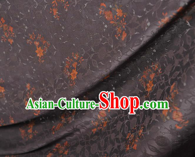 Chinese Traditional Purple Gambiered Guangdong Gauze Cheongsam Cloth Material Classical Flowers Pattern Silk Fabric