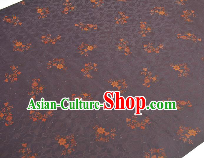 Chinese Traditional Purple Gambiered Guangdong Gauze Cheongsam Cloth Material Classical Flowers Pattern Silk Fabric