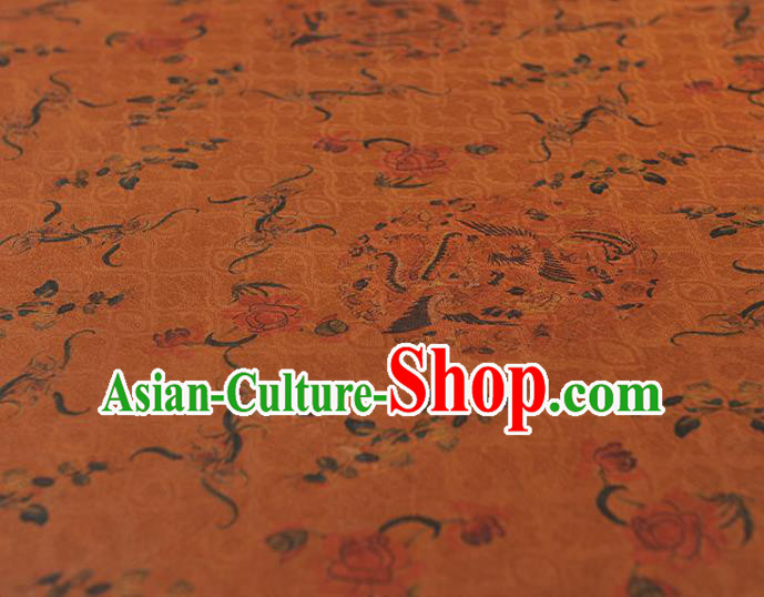 Chinese Classical Phoenix Pattern Ginger Gambiered Guangdong Gauze Cheongsam Cloth Material Traditional Silk Fabric Chinese Classical Phoenix Pattern Ginger Gambiered Guangdong Gauze Cheongsam Cloth Material Traditional Silk Fabric