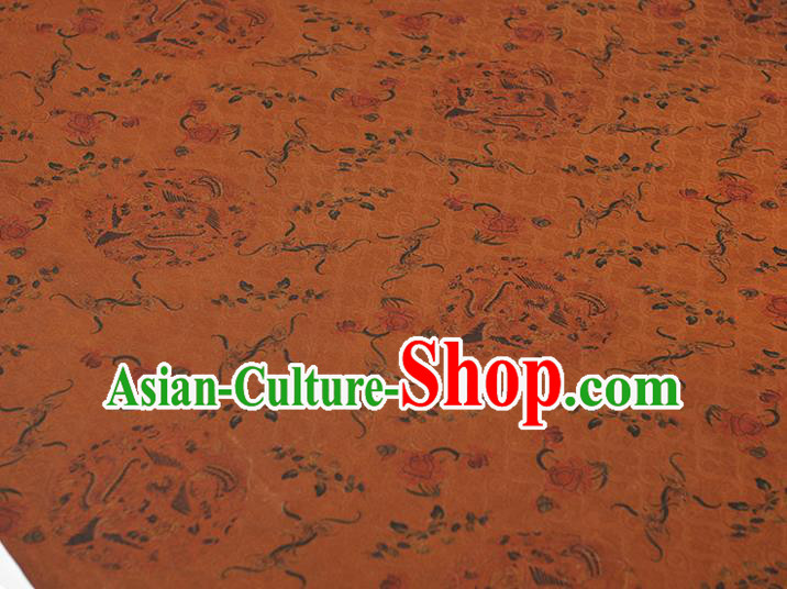 Chinese Classical Phoenix Pattern Ginger Gambiered Guangdong Gauze Cheongsam Cloth Material Traditional Silk Fabric Chinese Classical Phoenix Pattern Ginger Gambiered Guangdong Gauze Cheongsam Cloth Material Traditional Silk Fabric