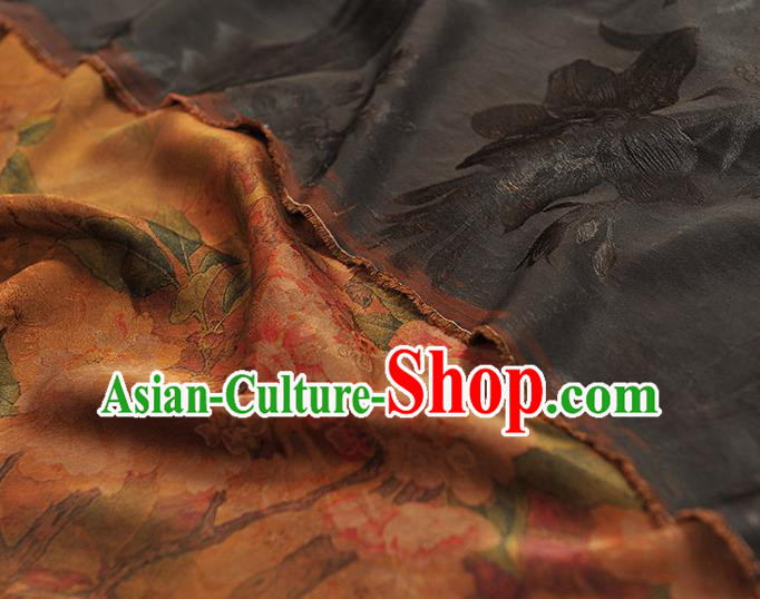Chinese Classical Begonia Pattern Gambiered Guangdong Gauze Cheongsam Cloth Material Traditional Ginger Silk Fabric Chinese Classical Begonia Pattern Gambiered Guangdong Gauze Cheongsam Cloth Material Traditional Ginger Silk Fabric