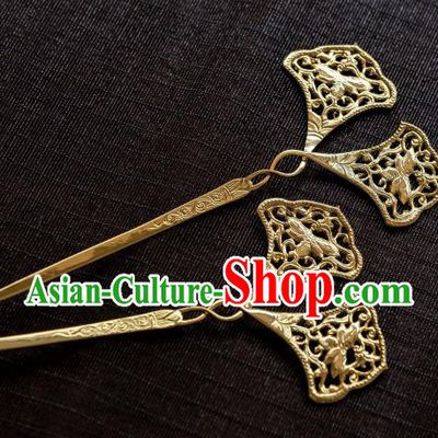 China Ancient Princess Ginkgo Leaf Hairpin Tang Dynasty Hair Clip Traditional Hanfu Hair Accessories Gilding Hair Stick