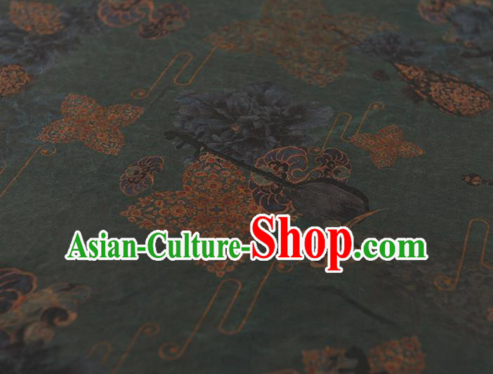 Top Craquelure Gambiered Guangdong Gauze Chinese Traditional Cheongsam Lute Pattern Navy Silk Fabric Top Craquelure Gambiered Guangdong Gauze Chinese Traditional Cheongsam Lute Pattern Navy Silk Fabric