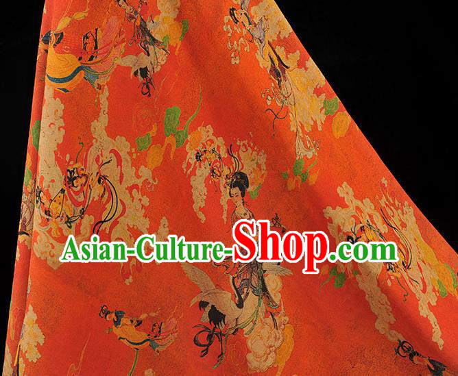 Top Grade Cheongsam Red Gambiered Guangdong Gauze Fabric Chinese Traditional Goddess Pattern Silk Drapery Top Grade Cheongsam Red Gambiered Guangdong Gauze Fabric Chinese Traditional Goddess Pattern Silk Drapery