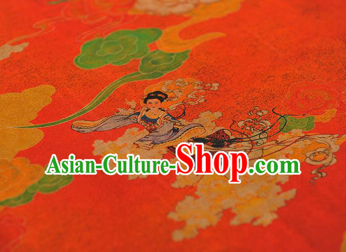 Top Grade Cheongsam Red Gambiered Guangdong Gauze Fabric Chinese Traditional Goddess Pattern Silk Drapery Top Grade Cheongsam Red Gambiered Guangdong Gauze Fabric Chinese Traditional Goddess Pattern Silk Drapery