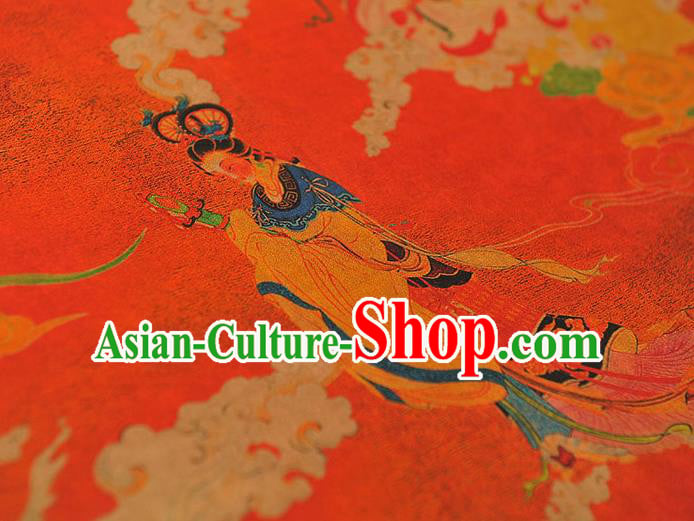 Top Grade Cheongsam Red Gambiered Guangdong Gauze Fabric Chinese Traditional Goddess Pattern Silk Drapery Top Grade Cheongsam Red Gambiered Guangdong Gauze Fabric Chinese Traditional Goddess Pattern Silk Drapery