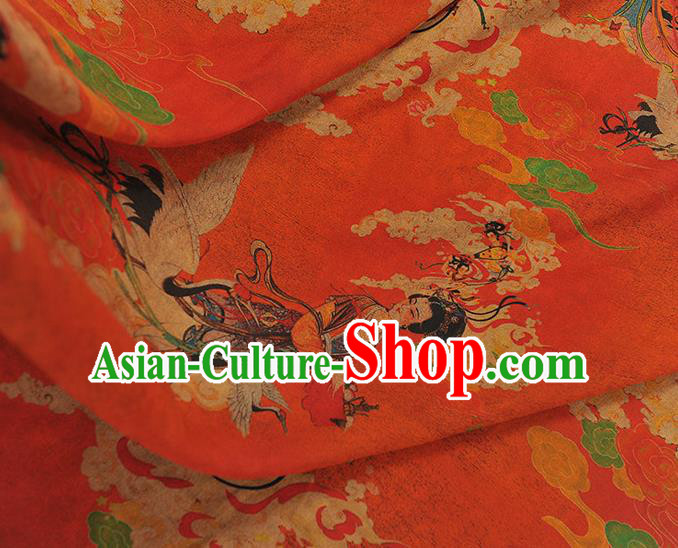 Top Grade Cheongsam Red Gambiered Guangdong Gauze Fabric Chinese Traditional Goddess Pattern Silk Drapery Top Grade Cheongsam Red Gambiered Guangdong Gauze Fabric Chinese Traditional Goddess Pattern Silk Drapery