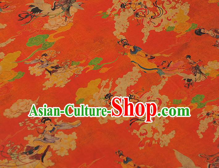 Top Grade Cheongsam Red Gambiered Guangdong Gauze Fabric Chinese Traditional Goddess Pattern Silk Drapery Top Grade Cheongsam Red Gambiered Guangdong Gauze Fabric Chinese Traditional Goddess Pattern Silk Drapery