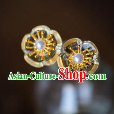 China Ancient Princess Plum Blossom Hairpin Traditional Court Hanfu Hair Accessories Ming Dynasty Crystal Hair Clip