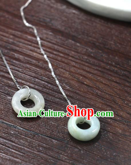 Handmade Chinese National Silver Earrings Traditional Cheongsam Classical Jade Ring Ear Accessories Handmade Chinese National Silver Earrings Traditional Cheongsam Classical Jade Ring Ear Accessories