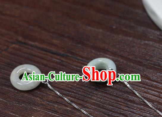 Handmade Chinese National Silver Earrings Traditional Cheongsam Classical Jade Ring Ear Accessories Handmade Chinese National Silver Earrings Traditional Cheongsam Classical Jade Ring Ear Accessories