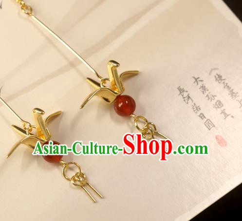 Handmade Chinese National Golden Paper Crane Earrings Traditional Cheongsam Classical Ear Accessories Handmade Chinese National Golden Paper Crane Earrings Traditional Cheongsam Classical Ear Accessories