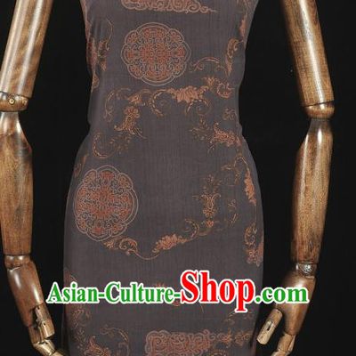 Top Grade Chinese Cheongsam Traditional Palace Wall Pattern Deep Grey Silk Drapery Gambiered Guangdong Gauze Fabric