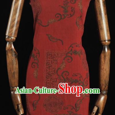 Top Grade Chinese Traditional Palace Wall Pattern Red Silk Drapery Gambiered Guangdong Gauze Cheongsam Fabric