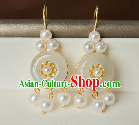 China Traditional Qing Dynasty Jade Earrings Ancient Imperial Concubine Ear Jewelry Accessories