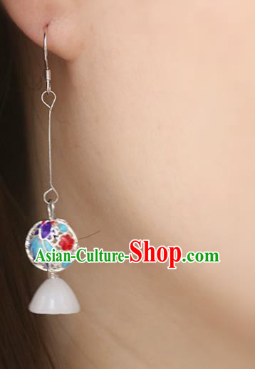 Handmade Traditional White Jade Lotus Seedpod Ear Accessories Chinese National Blueing Goldfish Earrings Handmade Traditional White Jade Lotus Seedpod Ear Accessories Chinese National Blueing Goldfish Earrings