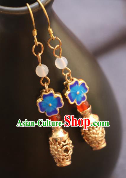 Handmade Traditional Golden Vase Ear Accessories Chinese National Enamel Earrings Handmade Traditional Golden Vase Ear Accessories Chinese National Enamel Earrings