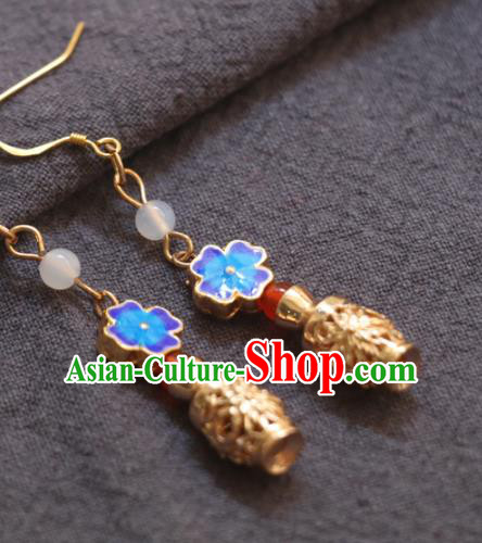Handmade Traditional Golden Vase Ear Accessories Chinese National Enamel Earrings Handmade Traditional Golden Vase Ear Accessories Chinese National Enamel Earrings
