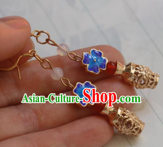 Handmade Traditional Golden Vase Ear Accessories Chinese National Enamel Earrings Handmade Traditional Golden Vase Ear Accessories Chinese National Enamel Earrings