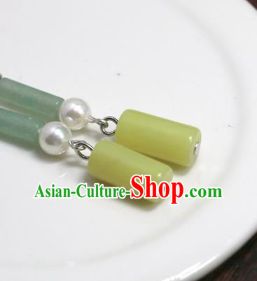 Handmade Traditional Aventurine Ear Accessories Chinese National Earrings Hanfu Jewelry Handmade Traditional Aventurine Ear Accessories Chinese National Earrings Hanfu Jewelry