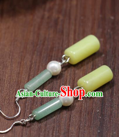 Handmade Traditional Aventurine Ear Accessories Chinese National Earrings Hanfu Jewelry Handmade Traditional Aventurine Ear Accessories Chinese National Earrings Hanfu Jewelry