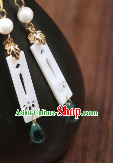 Handmade Traditional Ear Accessories Chinese Hanfu Jewelry National White Shell Earrings Handmade Traditional Ear Accessories Chinese Hanfu Jewelry National White Shell Earrings