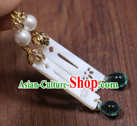 Handmade Traditional Ear Accessories Chinese Hanfu Jewelry National White Shell Earrings Handmade Traditional Ear Accessories Chinese Hanfu Jewelry National White Shell Earrings