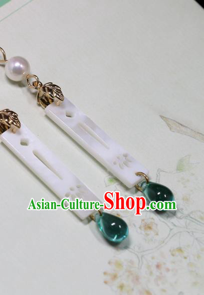 Handmade Traditional Ear Accessories Chinese Hanfu Jewelry National White Shell Earrings Handmade Traditional Ear Accessories Chinese Hanfu Jewelry National White Shell Earrings