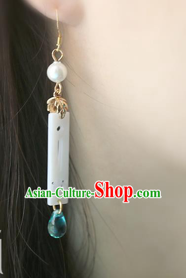 Handmade Traditional Ear Accessories Chinese Hanfu Jewelry National White Shell Earrings Handmade Traditional Ear Accessories Chinese Hanfu Jewelry National White Shell Earrings