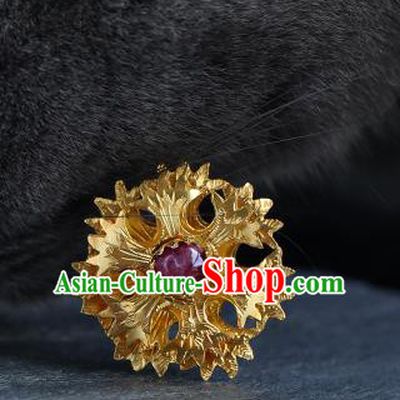 China Traditional Handmade Hair Accessories Ancient Empress Hair Clip Ming Dynasty Palace Golden Peony Hairpin for Women