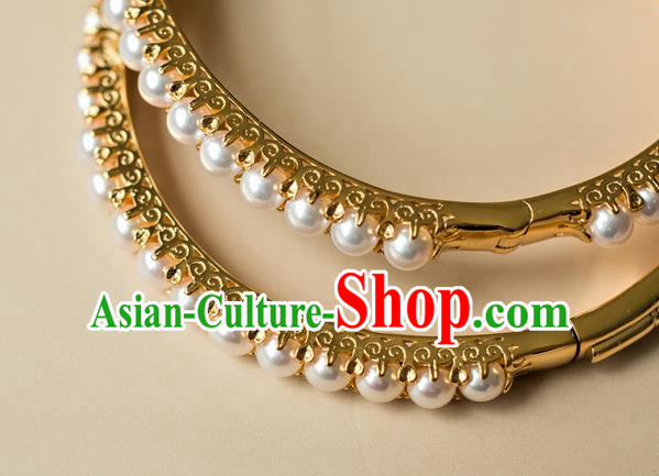 Chinese Ancient Princess Pearls Bracelet Gilding Accessories Traditional Ming Dynasty Jewelry Chinese Ancient Princess Pearls Bracelet Gilding Accessories Traditional Ming Dynasty Jewelry
