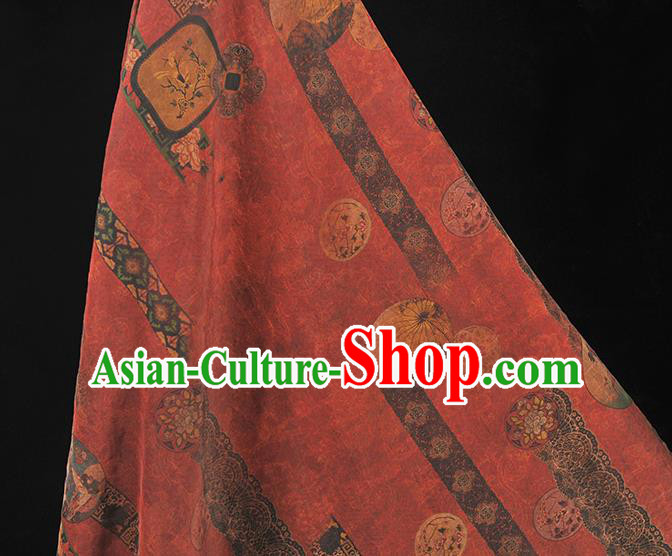 Top Grade Red Gambiered Guangdong Gauze Cheongsam Fabric Chinese Traditional Flowers Pattern Silk Drapery Top Grade Red Gambiered Guangdong Gauze Cheongsam Fabric Chinese Traditional Flowers Pattern Silk Drapery